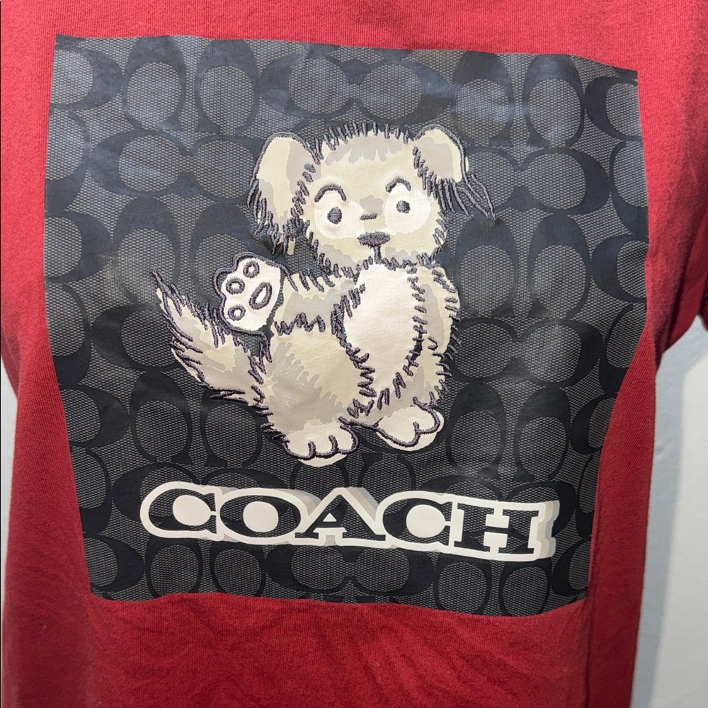 Coach Red Short Sleeve Tee with Bear Graphic - Picture 2 of 6